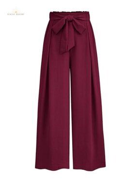 Wide Leg Palazzo High Rise Pull On Pleated Ankle Work Pants